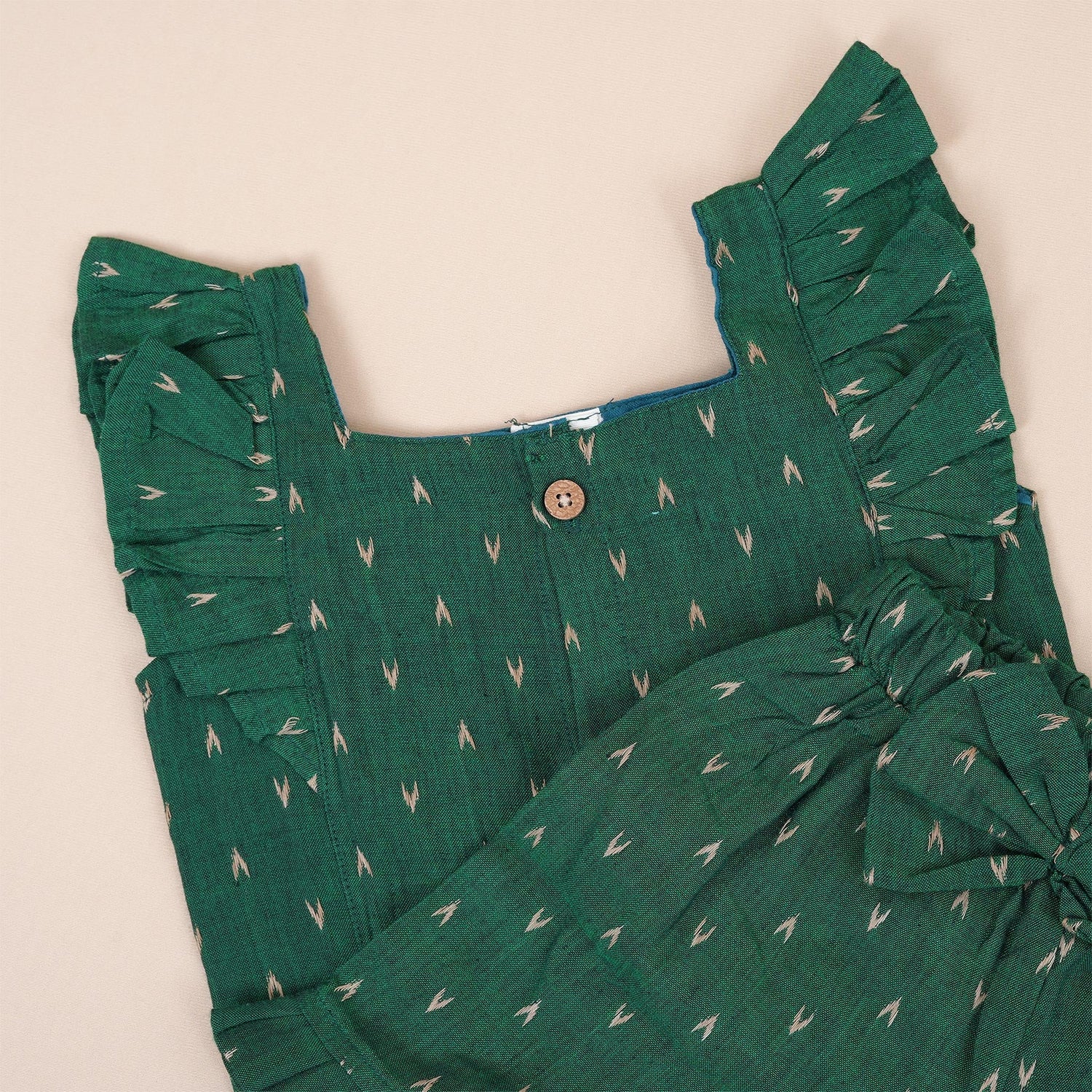 Dark Green Cotton Girls Co-Ord Set - Trendy & Comfortable