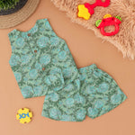 Green Gardenia: Floral Printed Co-Ordinated Set for Girls Boon Babies