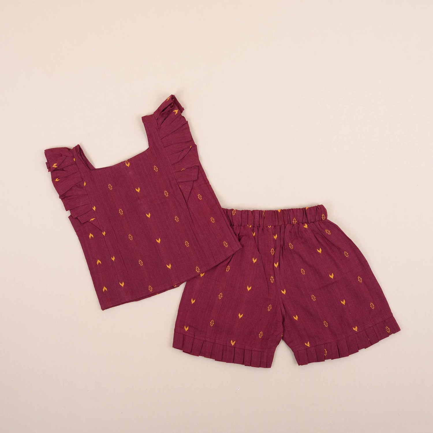 Ethnic Maroon Girls Co-Ord Set - Chic & Comfortable Summer Wear