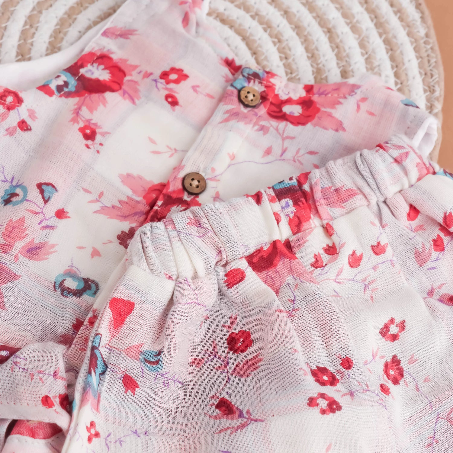 Floral Flounce: Cute Pink Layered Top With Shorts Set Boon Babies