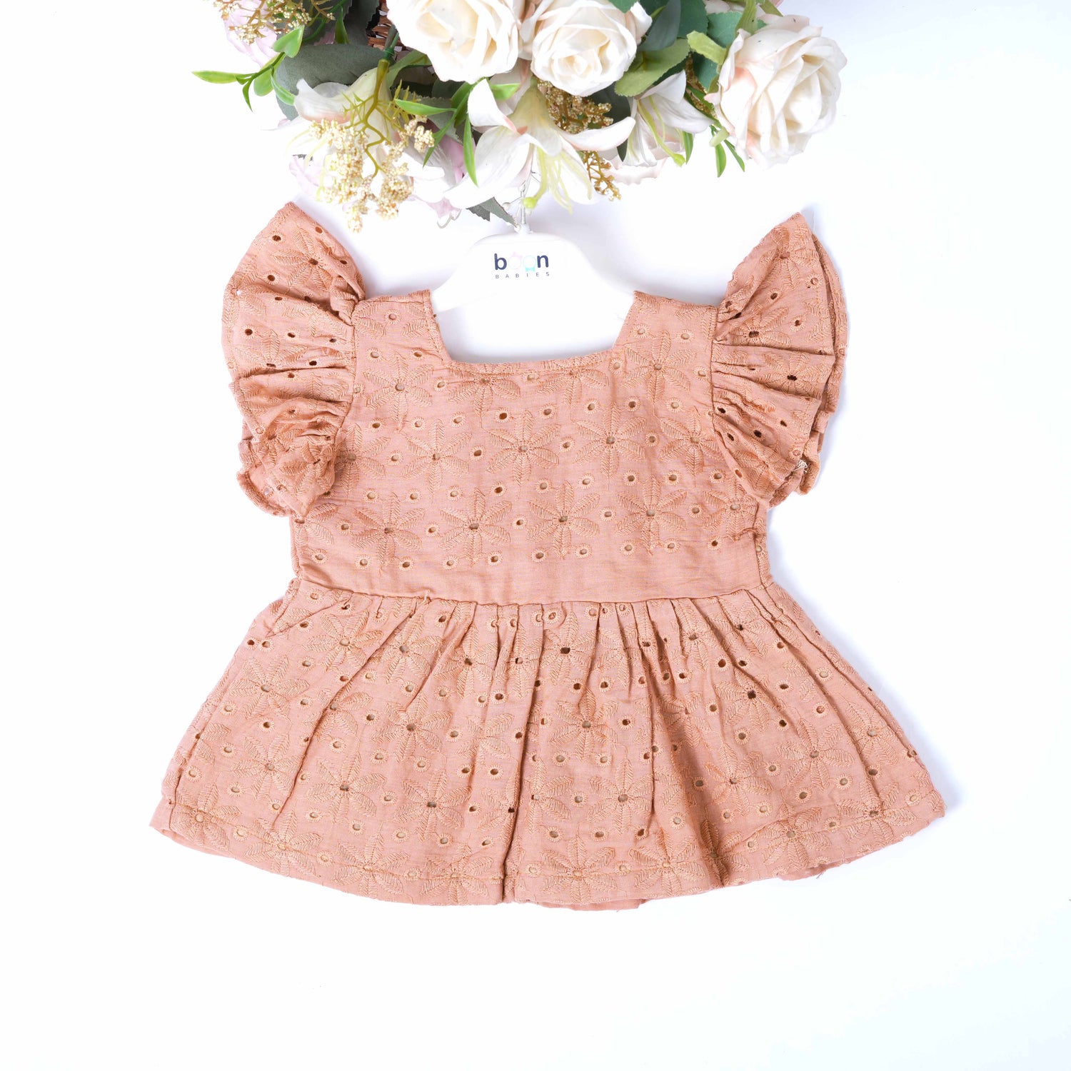 Peach Hakoba Cotton Girls Co-ord Set  Sweet & Subtle
