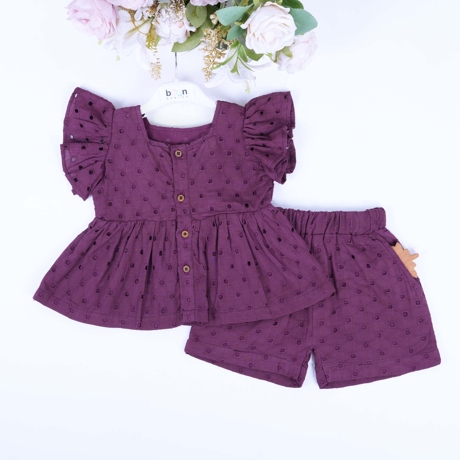 Purple Hakoba Cotton Girls Co-ord Set  Regal & Playful