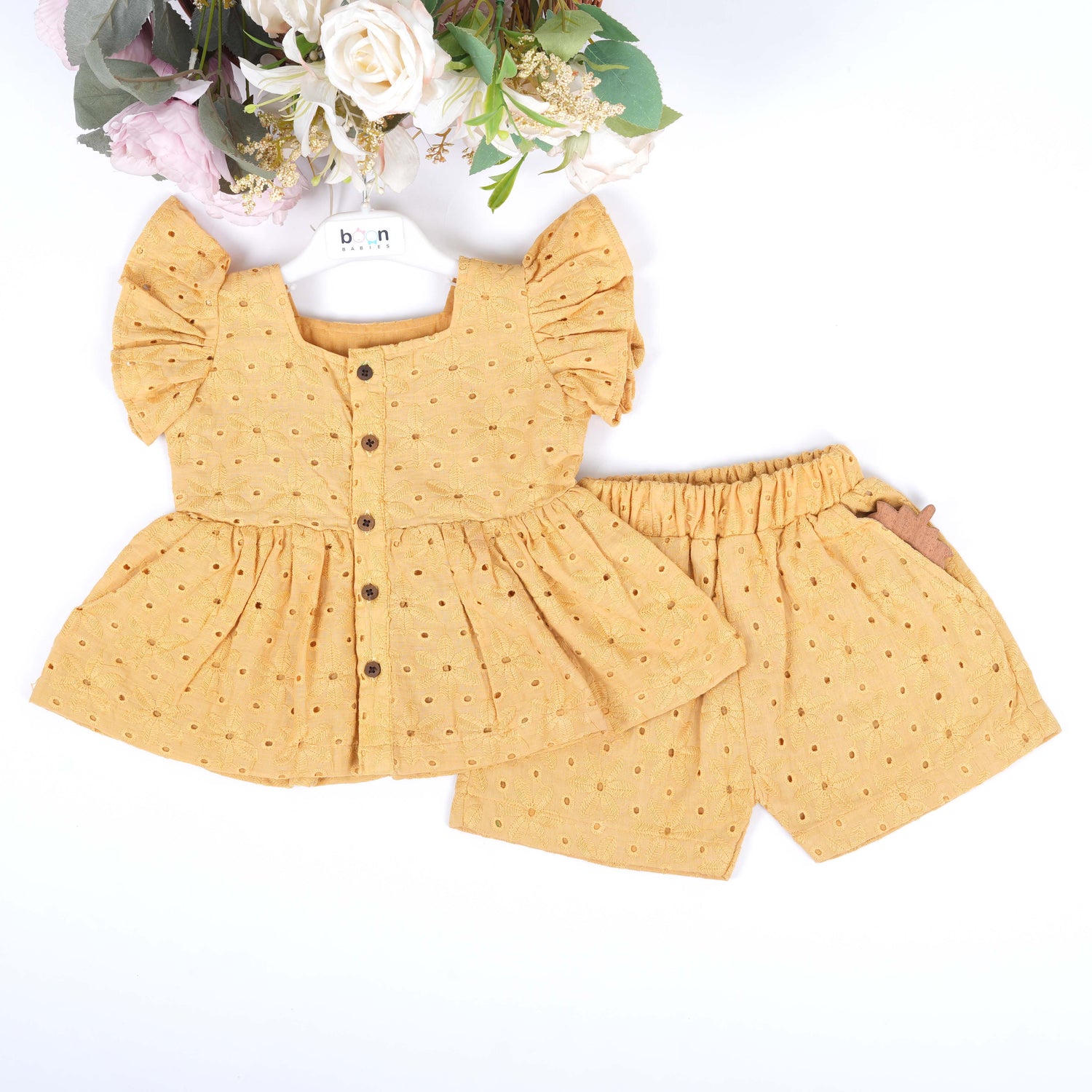 Yellow Hakoba Cotton Girls Co-ord Set – Breezy & Bright