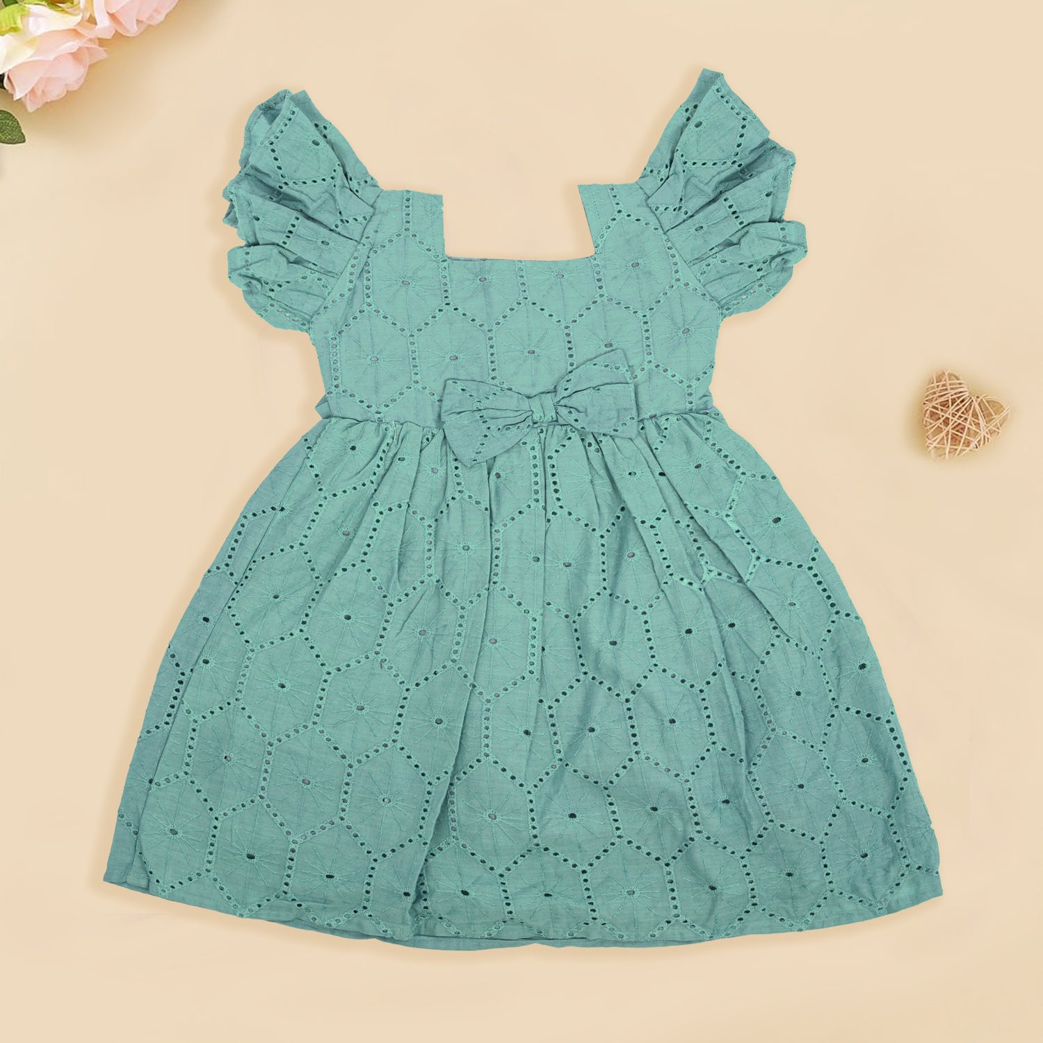 Elegant Blue Hakoba Frock with Puff Sleeves for Girls