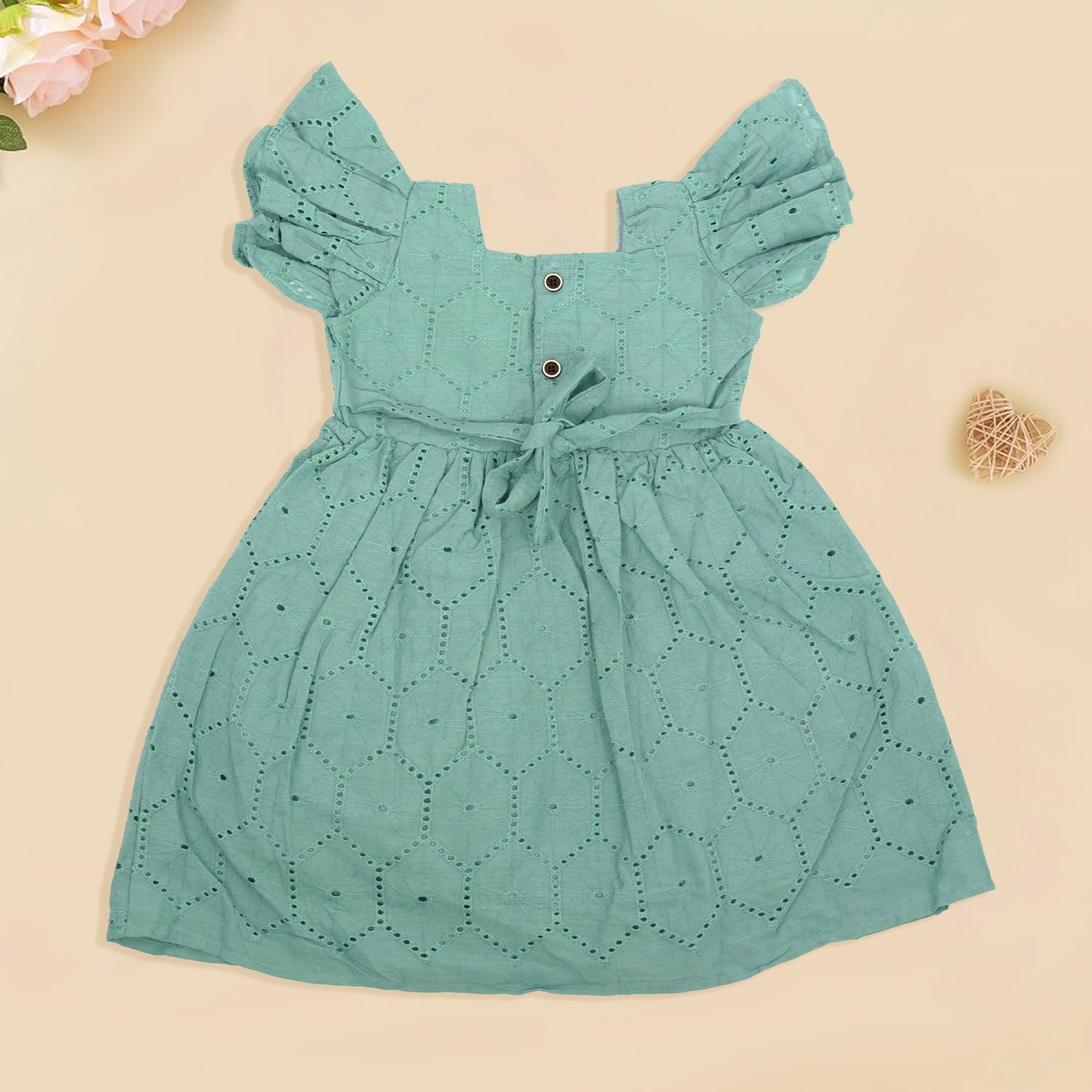 Elegant Blue Hakoba Frock with Puff Sleeves for Girls