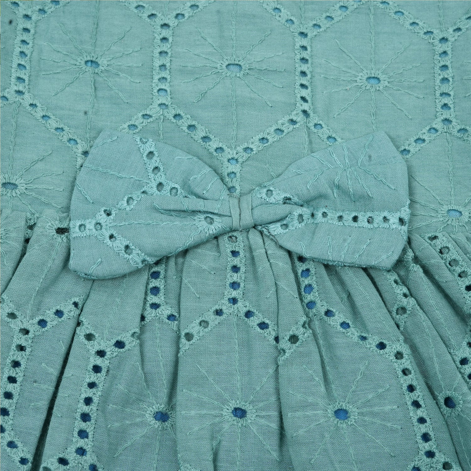 Elegant Blue Hakoba Frock with Puff Sleeves for Girls