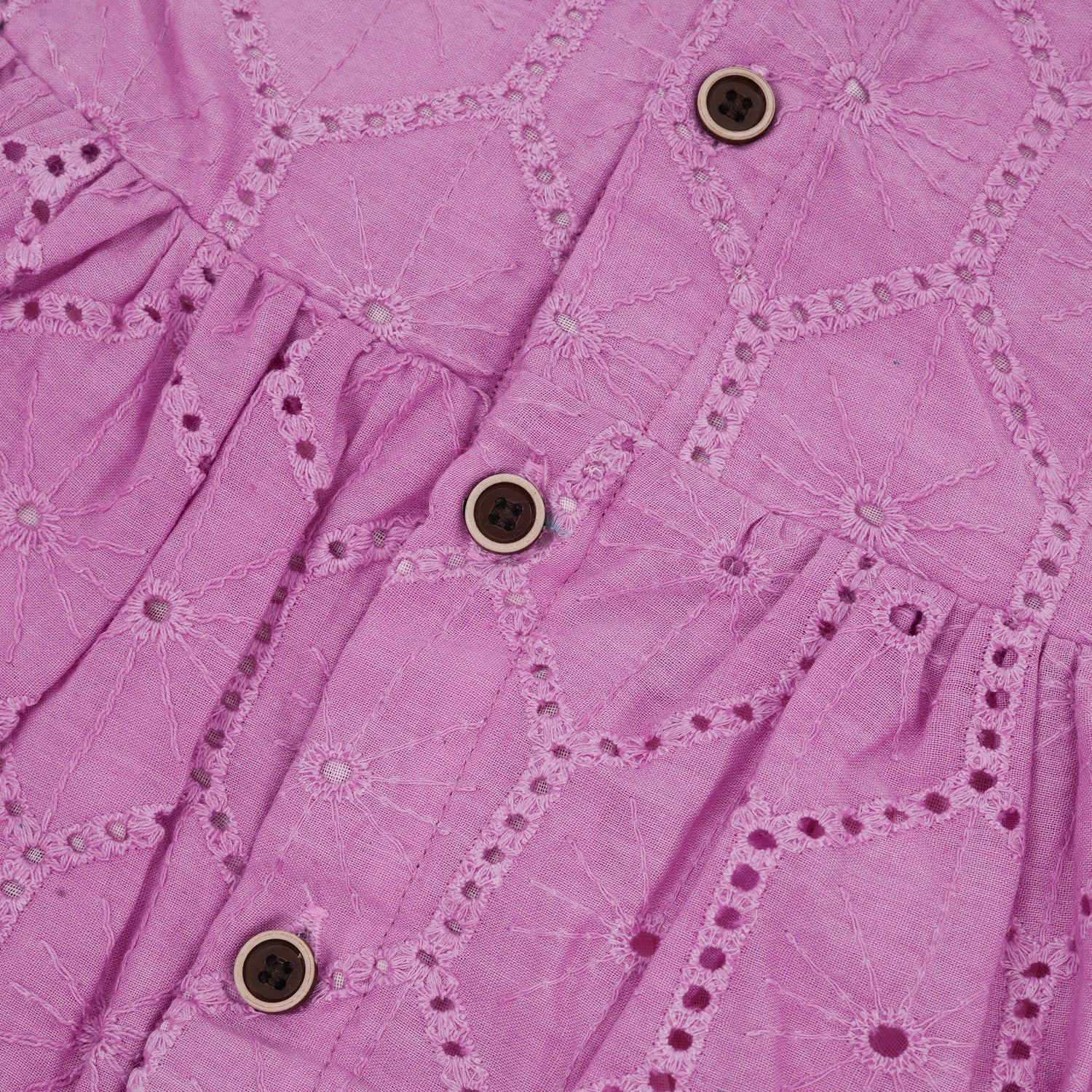 Lavender Cotton Baby Frock with Hexagon Hakoba Embroidery