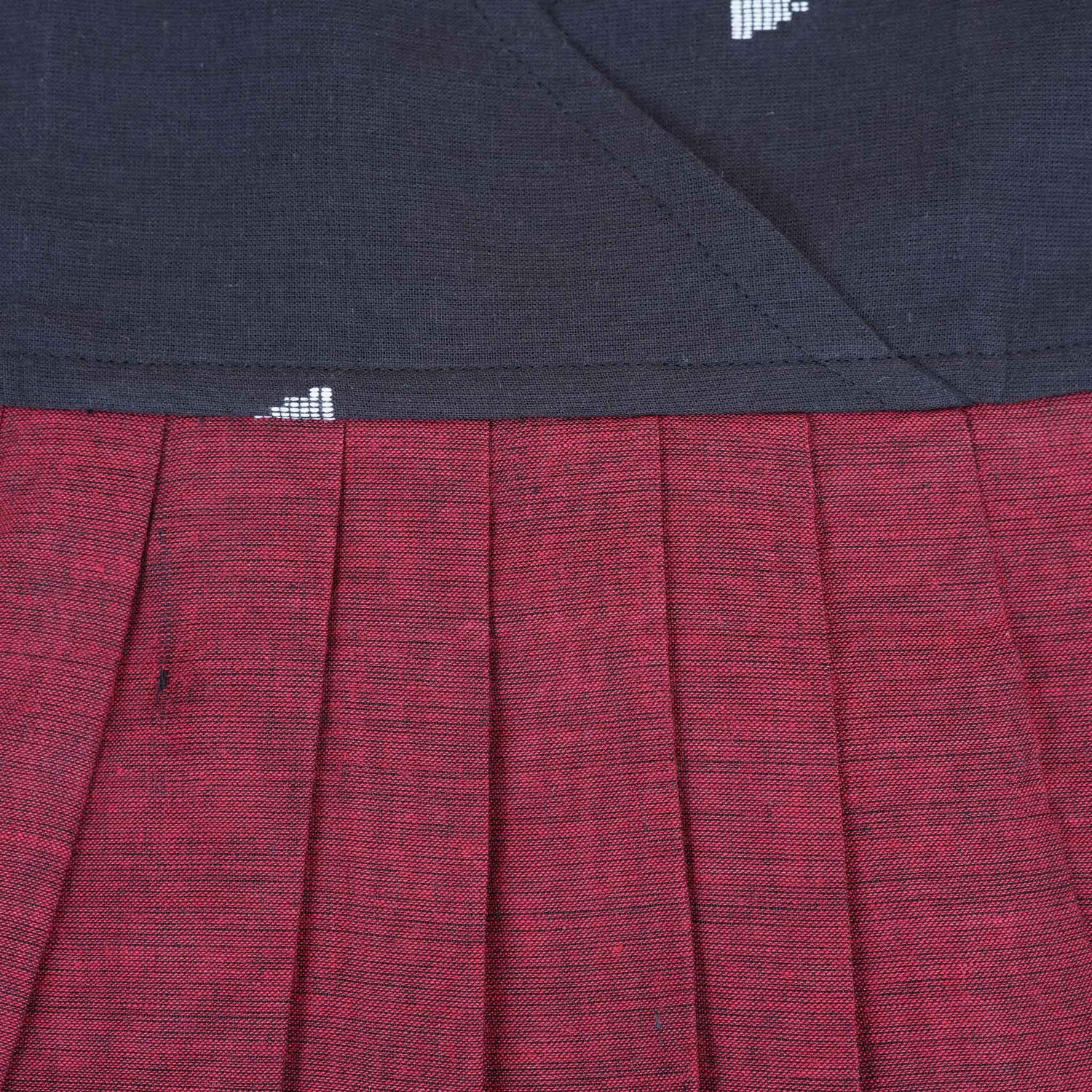 Black & Maroon Cotton Frock for Girls – Ethnic Pleated Dress