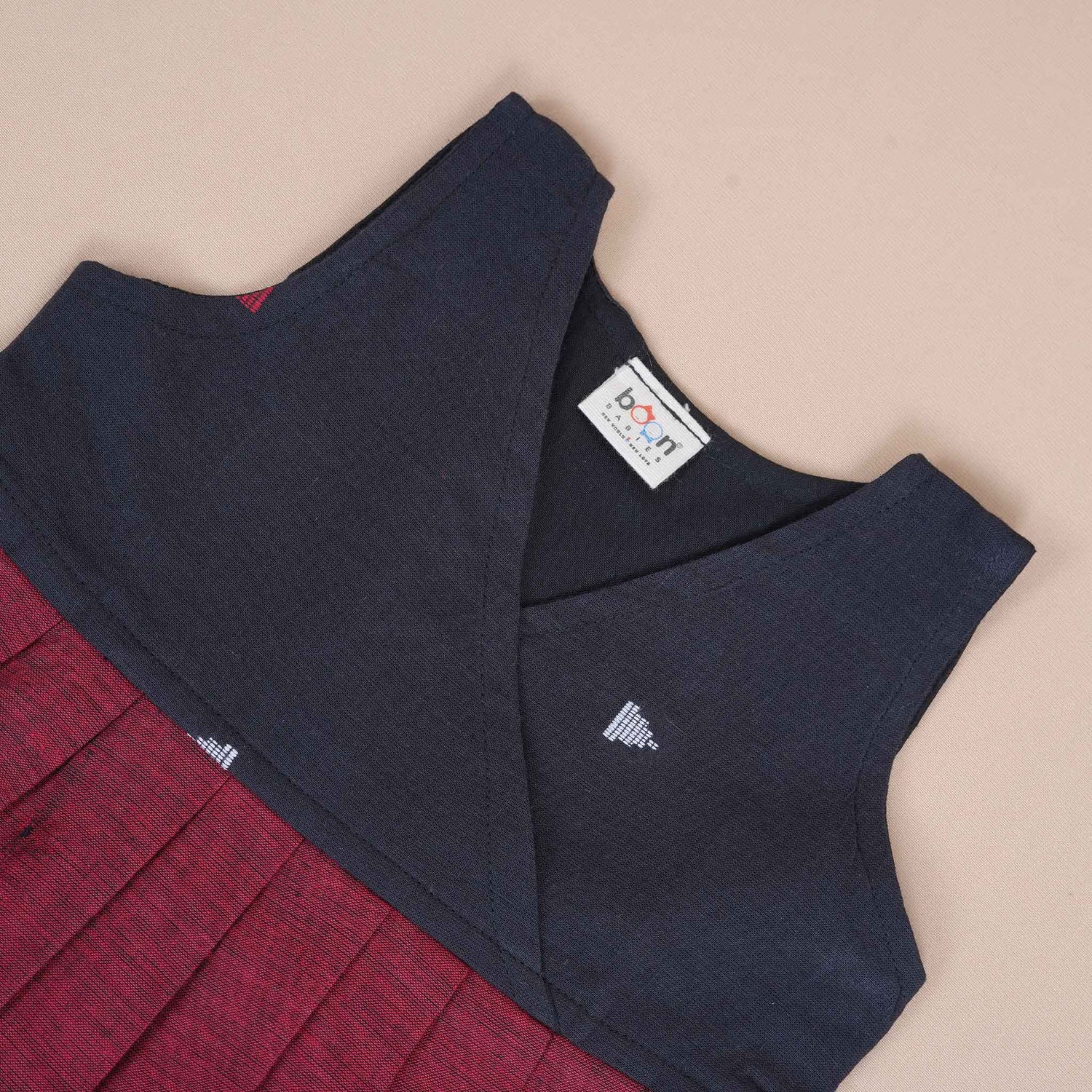 Black & Maroon Cotton Frock for Girls – Ethnic Pleated Dress