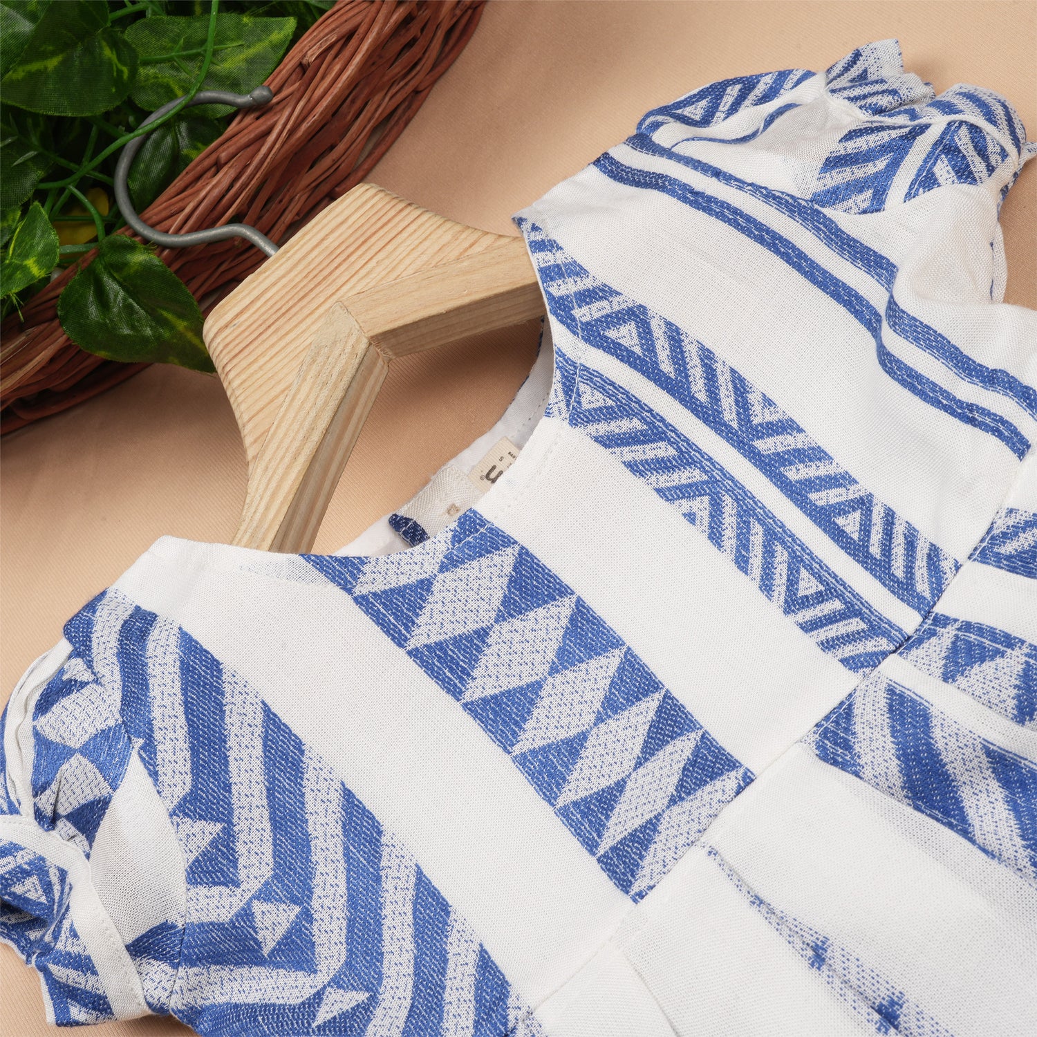 Boon Babies Girls Casual Wear Frock – Blue Designer Stripe Edition