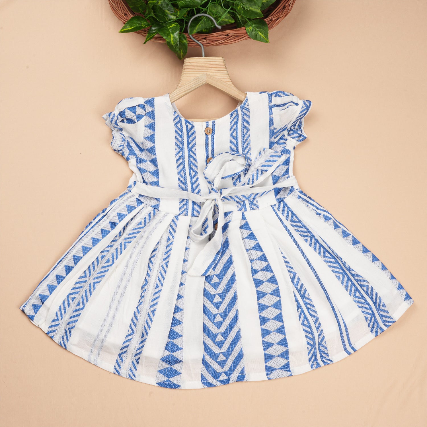 Boon Babies Girls Casual Wear Frock – Blue Designer Stripe Edition