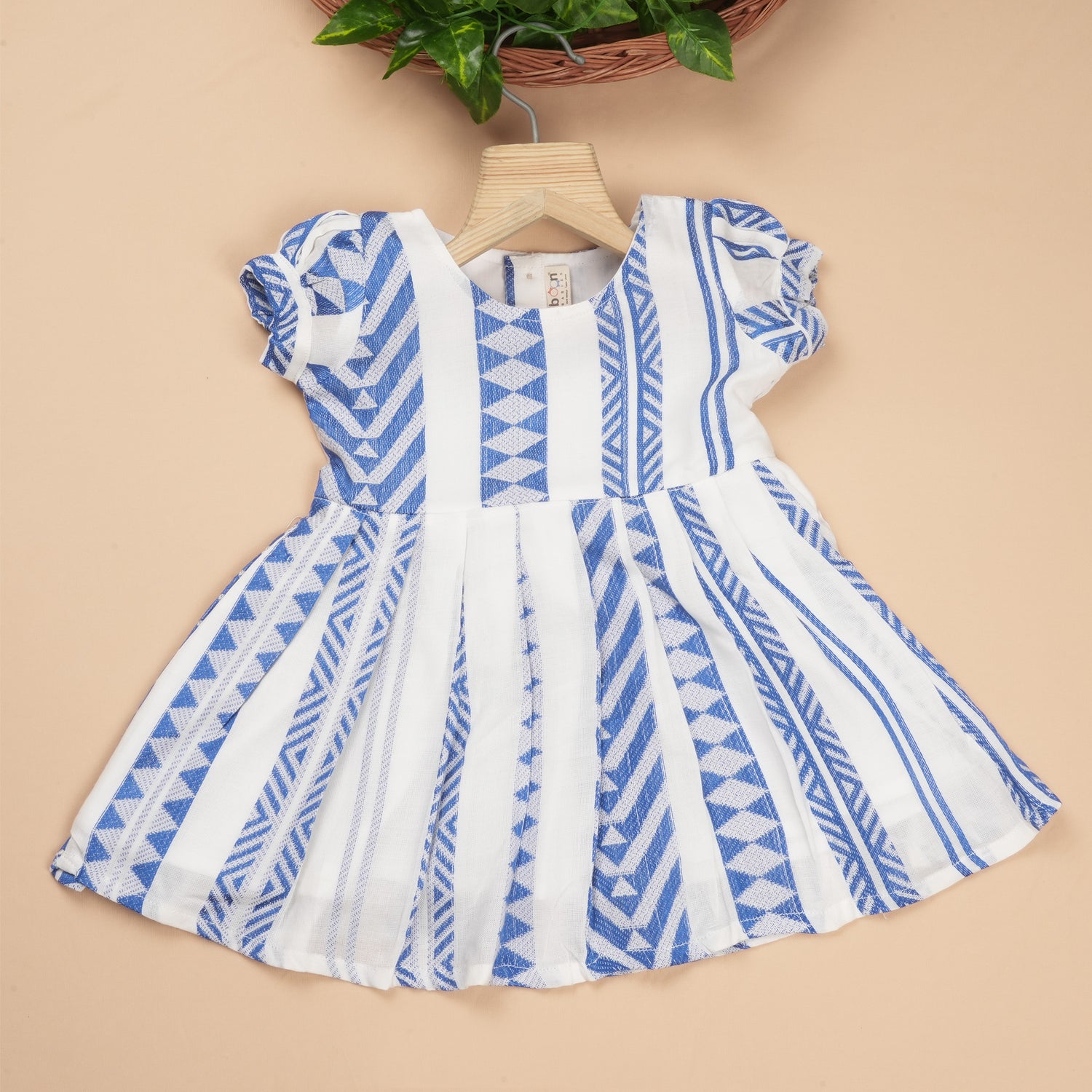Boon Babies Girls Casual Wear Frock – Blue Designer Stripe Edition