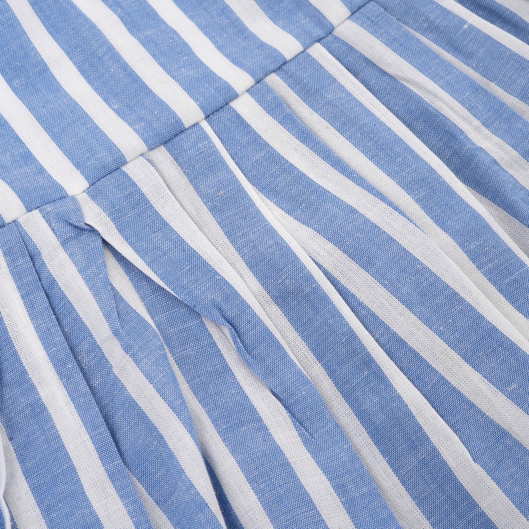 Cool blue & white striped cotton frock with cap sleeves for 6M–5Y girls. Lightweight, breathable, and perfect for sunny days!