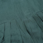 Minimalist bottle green frock in soft cotton. Cap sleeves. Sizes 6M to 5Y. Perfect for play or outings.
