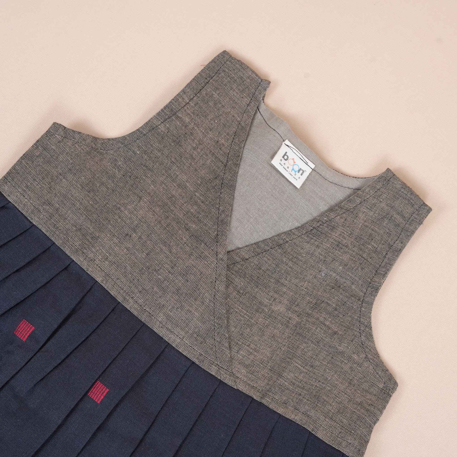 Brown & Black Cotton Frock for Girls – Ethnic Pleated Dress