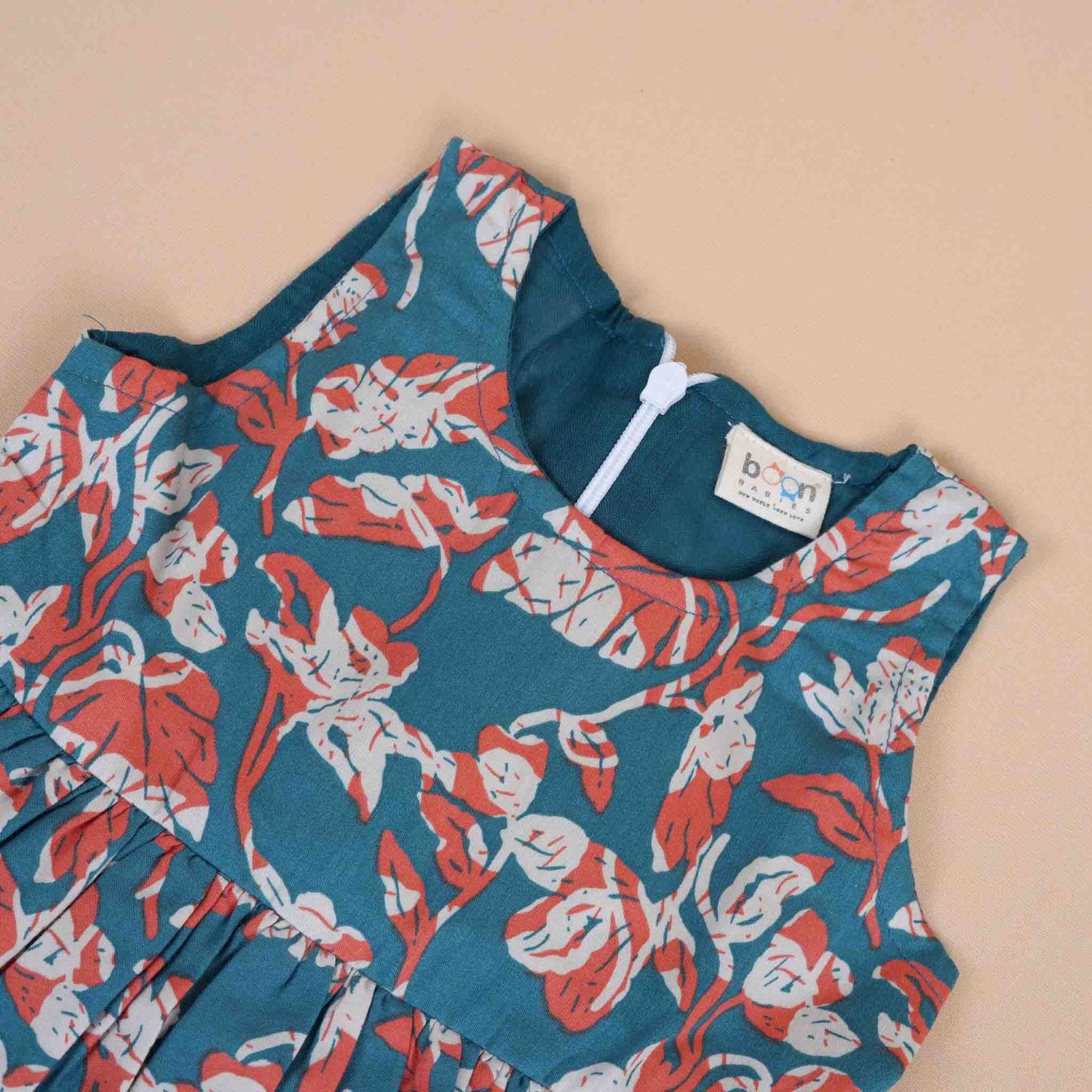 Elegant Cotton Frock for Girls – Floral Print with Lace Details