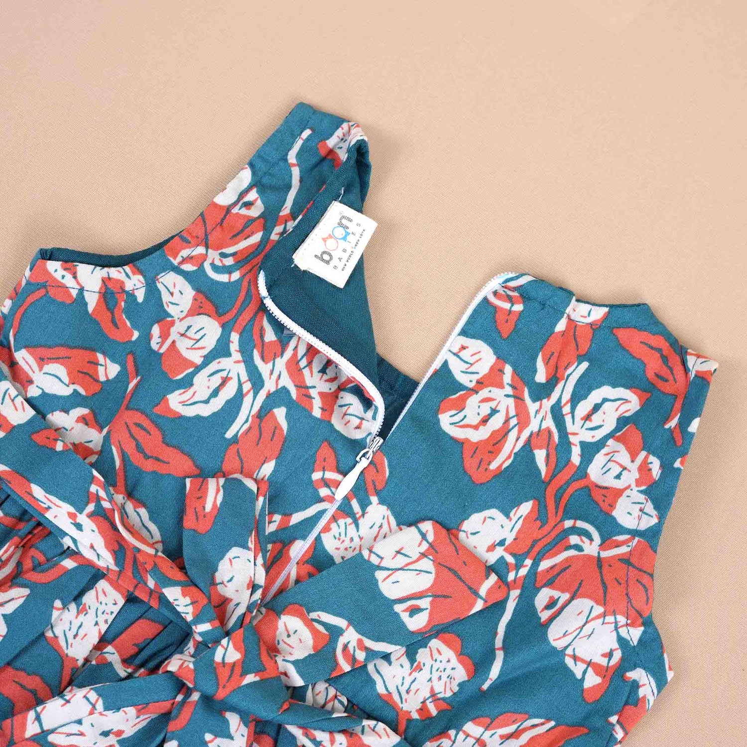 Elegant Cotton Frock for Girls – Floral Print with Lace Details