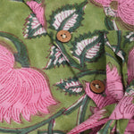 Soft cotton frock with cap sleeves and floral block print. Perfect comfort and style for girls aged 6M–5Y.
