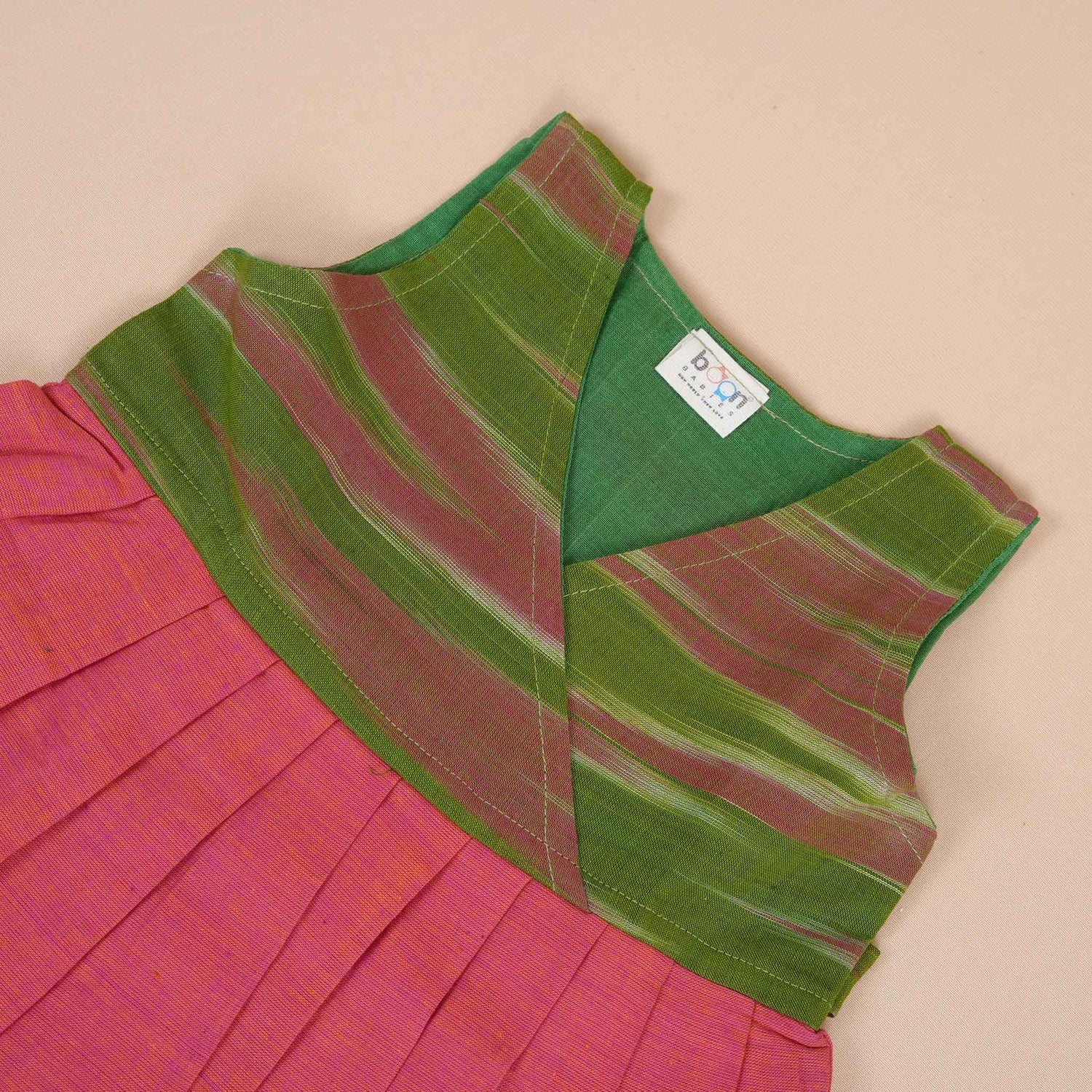 Ethnic Cotton Frock for Girls – Green & Purple