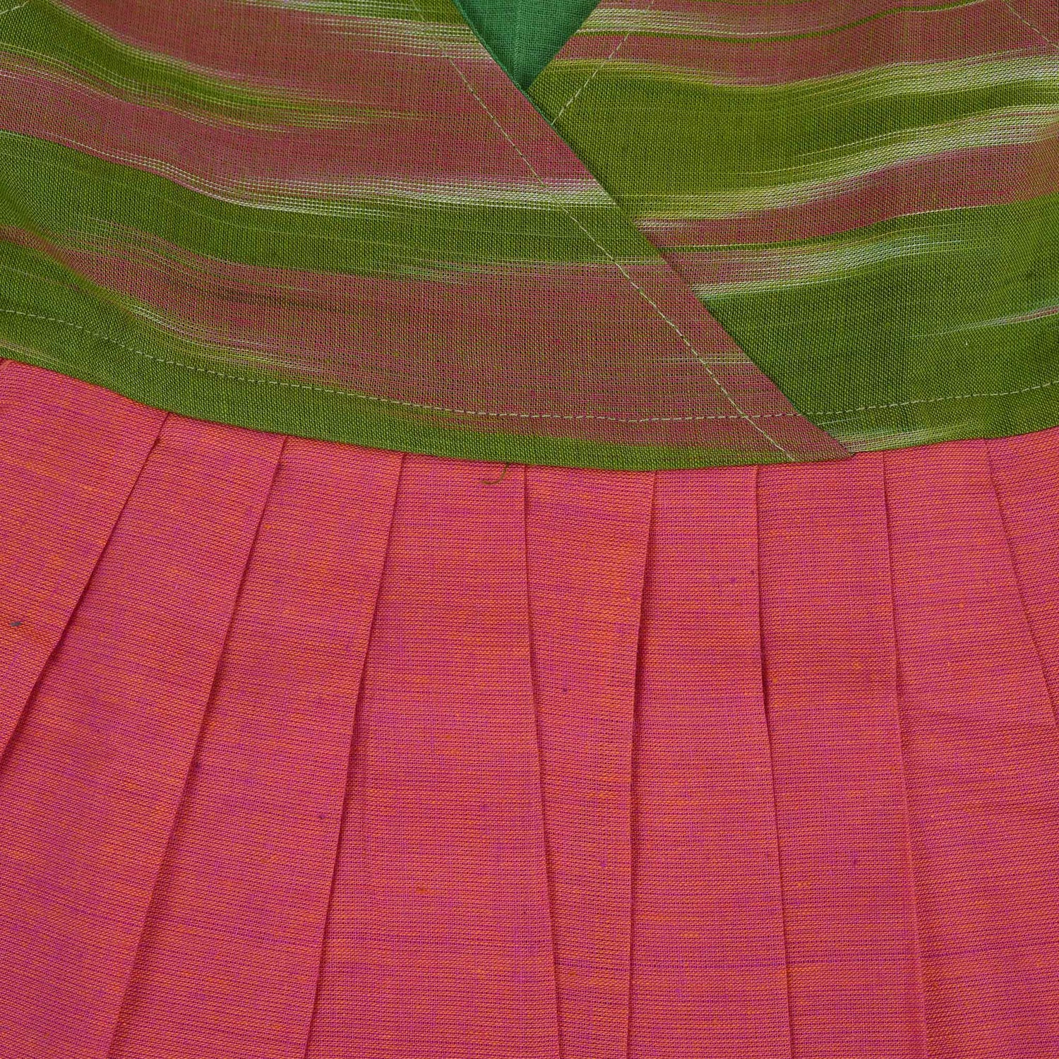 Ethnic Cotton Frock for Girls – Green & Purple