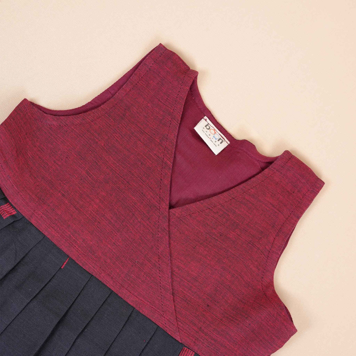 Traditional South Cotton Frock for Girls – Maroon & Black