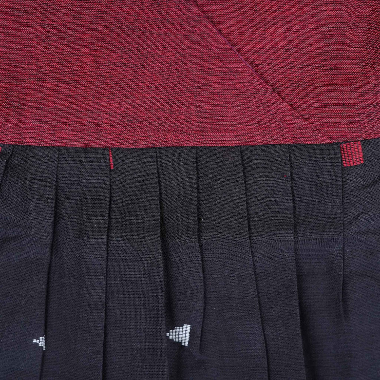 Traditional South Cotton Frock for Girls – Maroon & Black