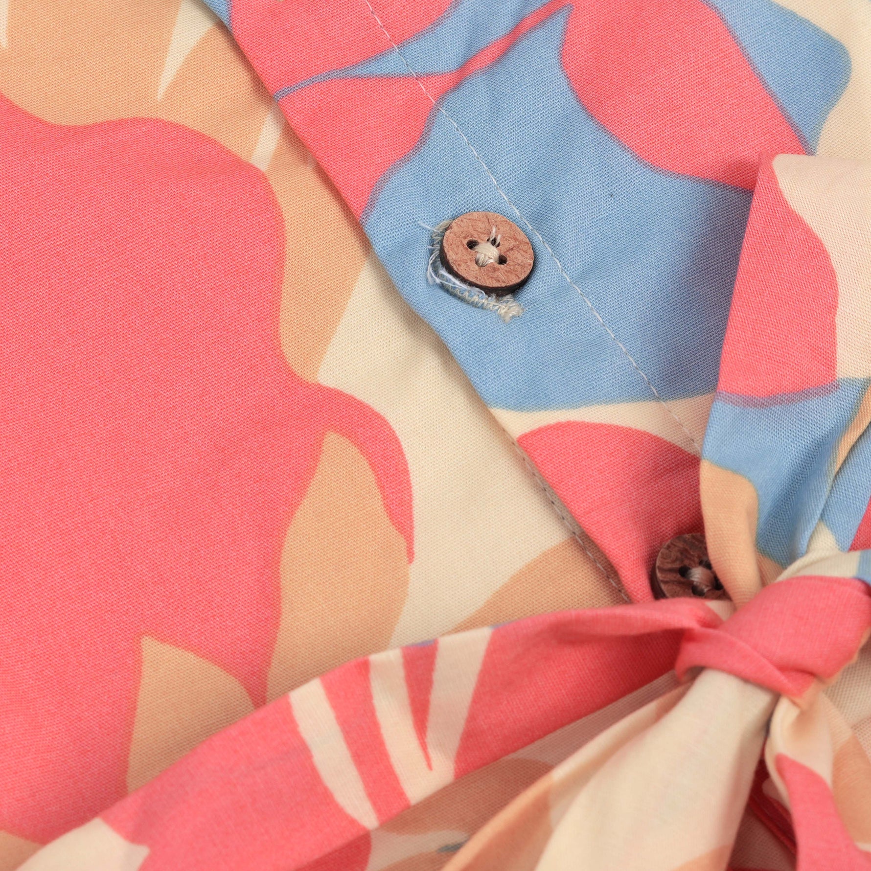 Girls multicolor leaf print cotton frock with capsleeves from Boon Babies, breezy and beautiful for little girls.