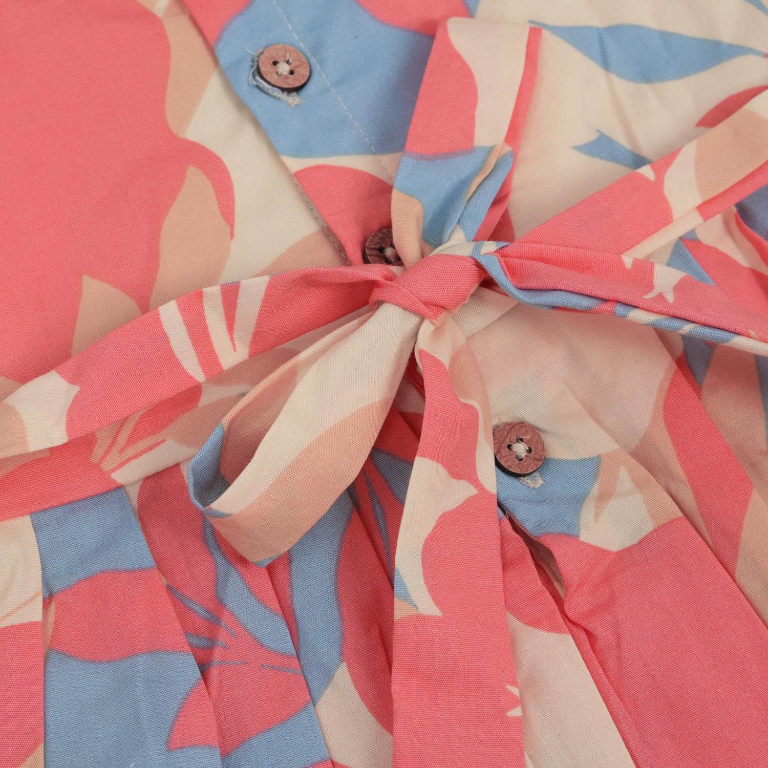 Colorful cotton frock with leaf print and cap sleeves. Ages 6M–5Y. Soft, breathable, and made for twirls!
