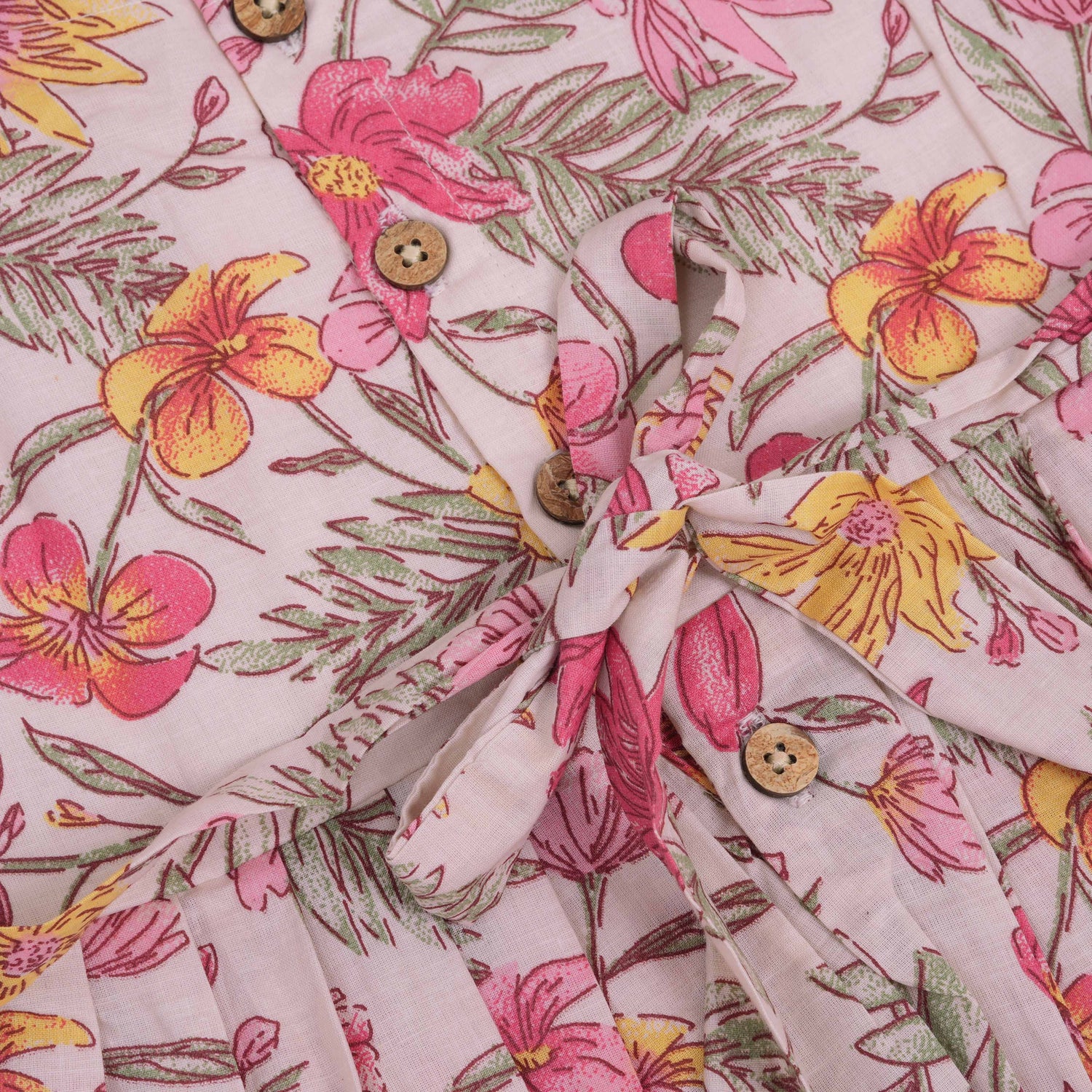 Pink Floral Cotton Capsleeve Frock – Breezy & Blooming