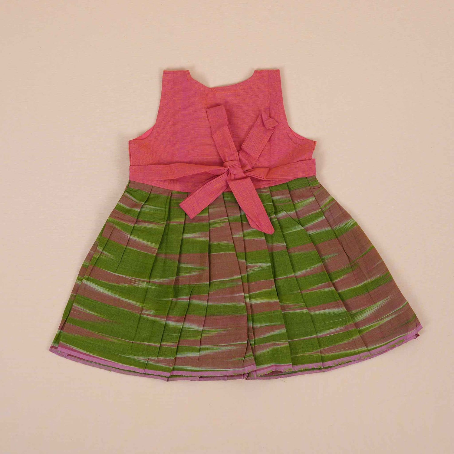 Vibrant Cotton Frock for Girls –  Pink & Green