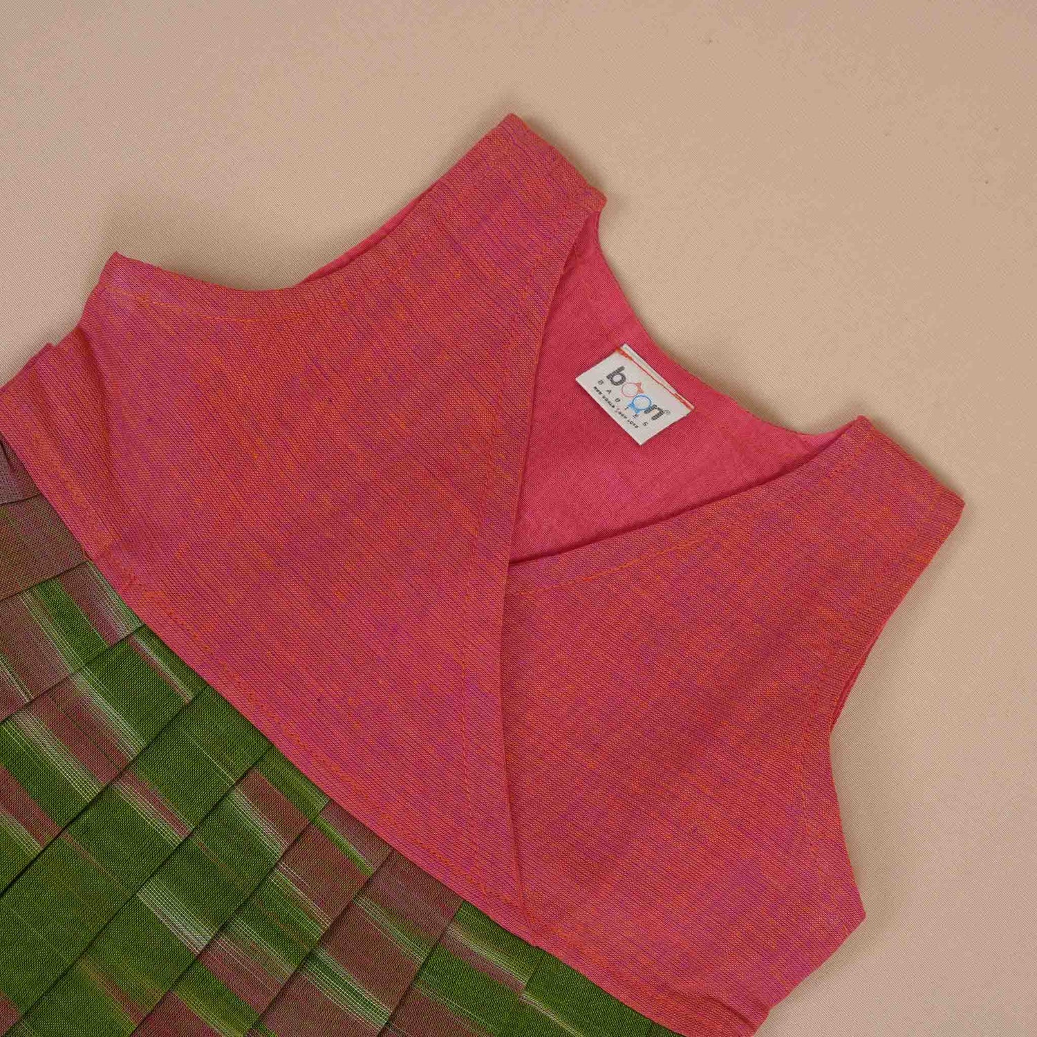 Vibrant Cotton Frock for Girls –  Pink & Green