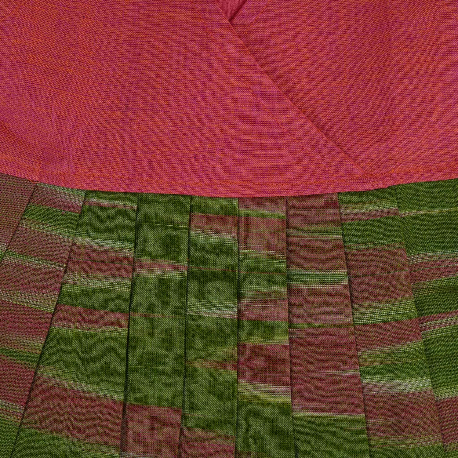 Vibrant Cotton Frock for Girls –  Pink & Green