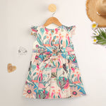Bright floral cotton frock with cap sleeves for girls aged 6M to 5Y. Made for play, twirls & tropical fun!
