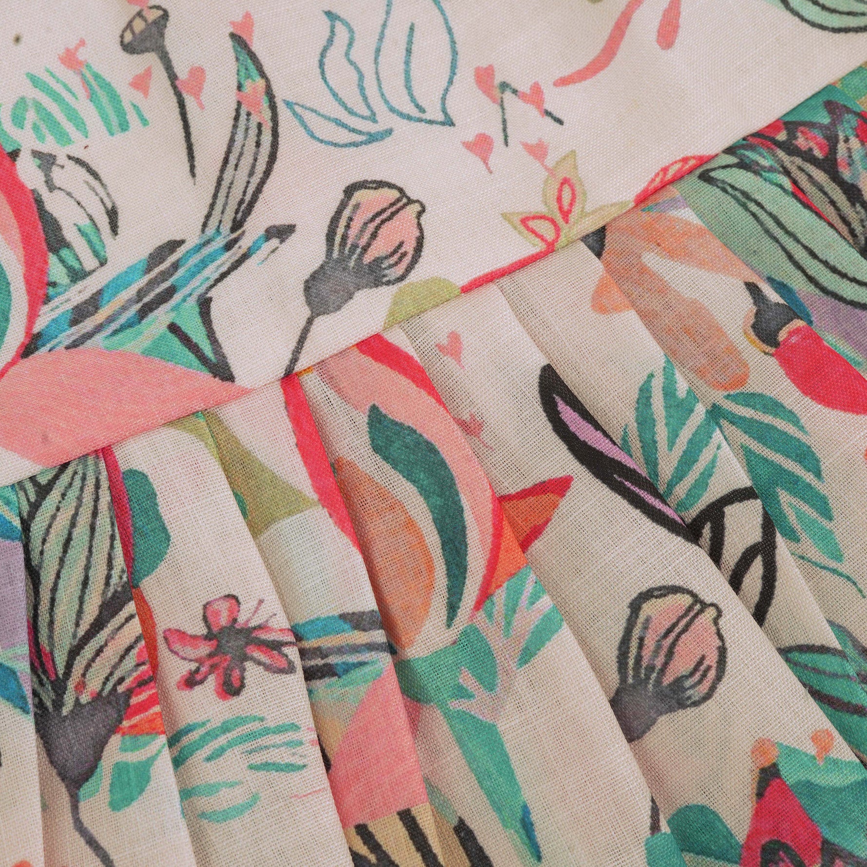 Bright floral cotton frock with cap sleeves for girls aged 6M to 5Y. Made for play, twirls & tropical fun!
