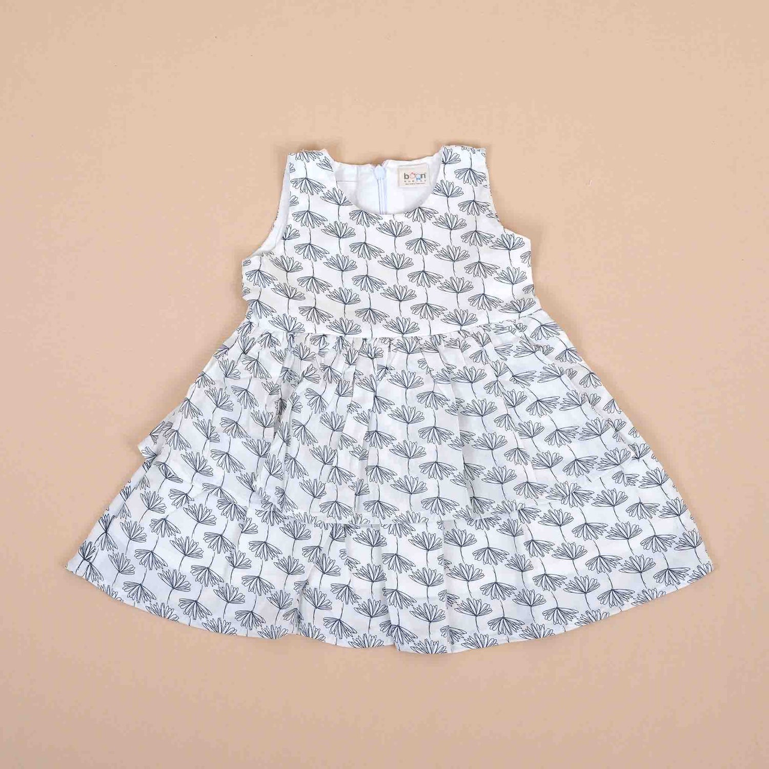 Charming Cotton Frock for Girls – Elegant Botanical Print