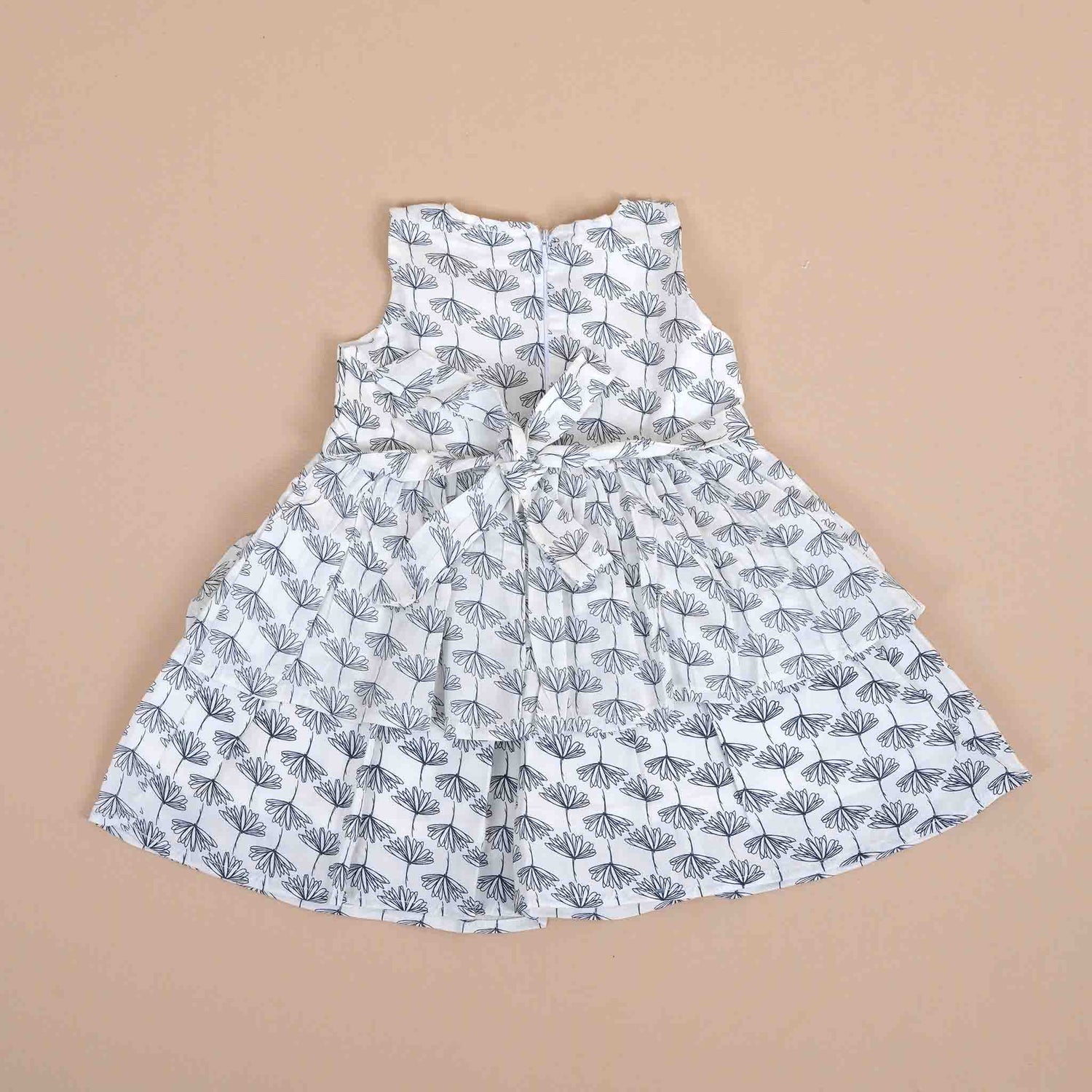 Charming Cotton Frock for Girls – Elegant Botanical Print