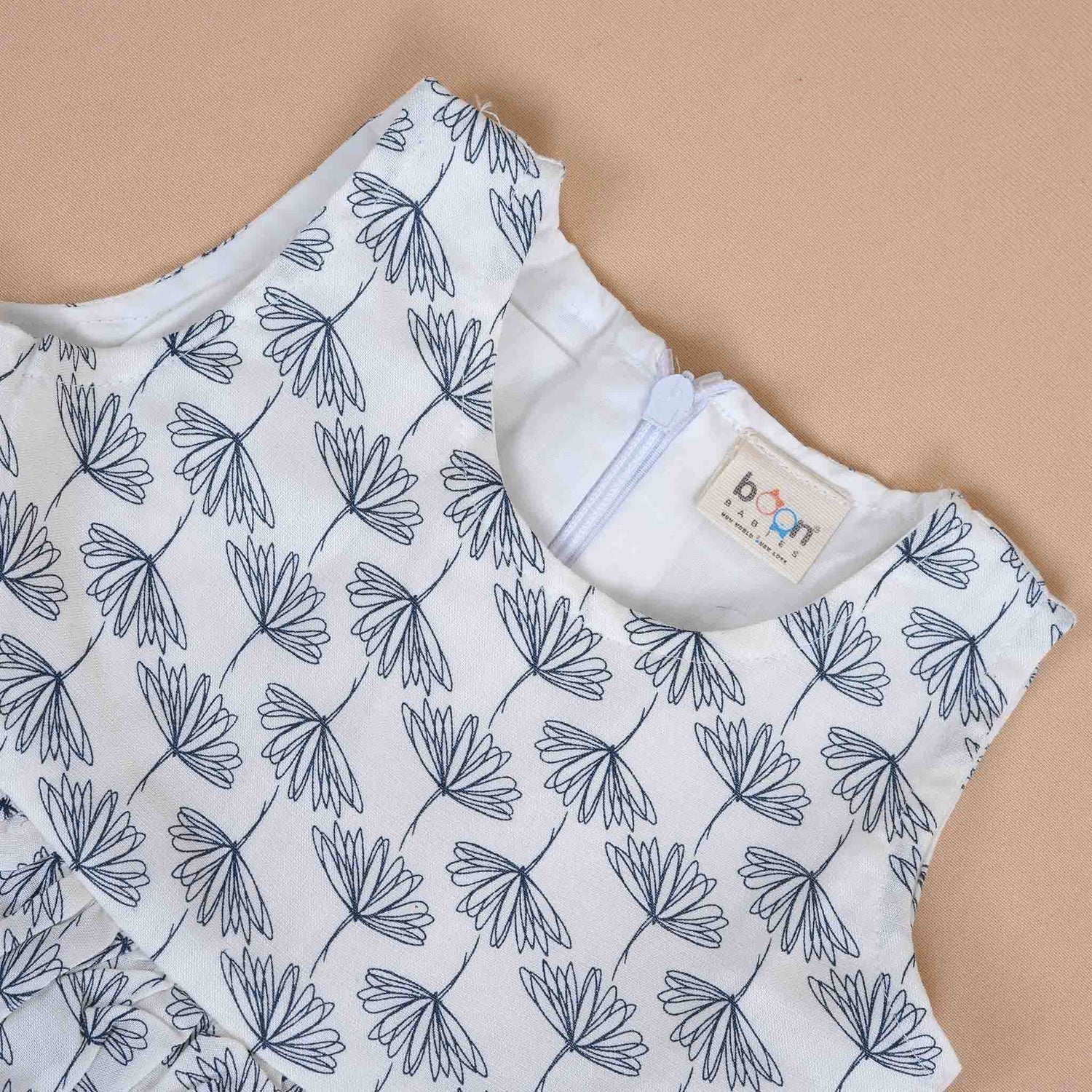 Charming Cotton Frock for Girls – Elegant Botanical Print