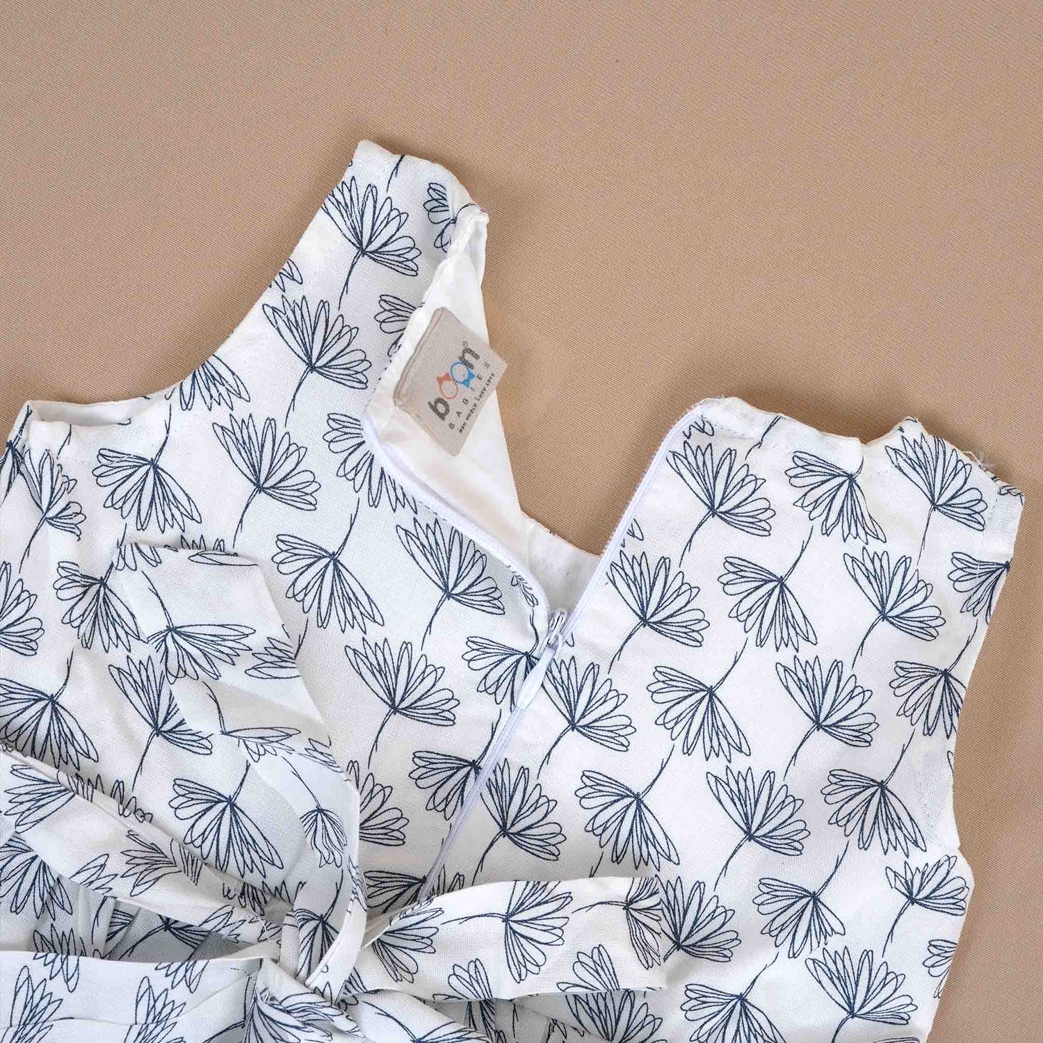 Charming Cotton Frock for Girls – Elegant Botanical Print