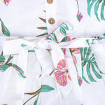 Toddler girl in a white sleeveless frock with navy blue and pink forest animal print – pure cotton summer dress from Boon Babies, Coimbatore.