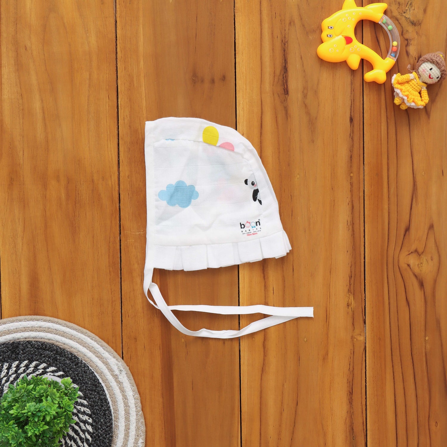 Charming Printed Muslin Cap Set with Mittens and Booties - Adorable Ensemble Boon Babies