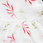  boonbabies Printed Capsleeve Frock Leafy Delight Capsleeve Muslin Frock – Natural Elegance