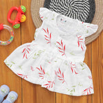  boonbabies Printed Capsleeve Frock Leafy Delight Capsleeve Muslin Frock – Natural Elegance