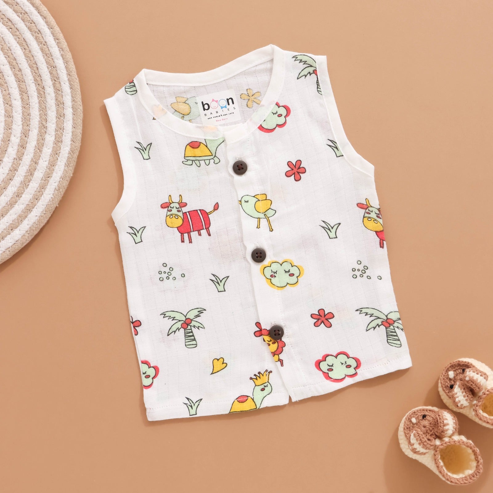 Delightful Printed Muslin Baby Jabla for Everyday Wear Boon Babies