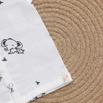 Organic muslin babywear with elephant print, soft and breathable printed jabla for infants by Boon Babies.