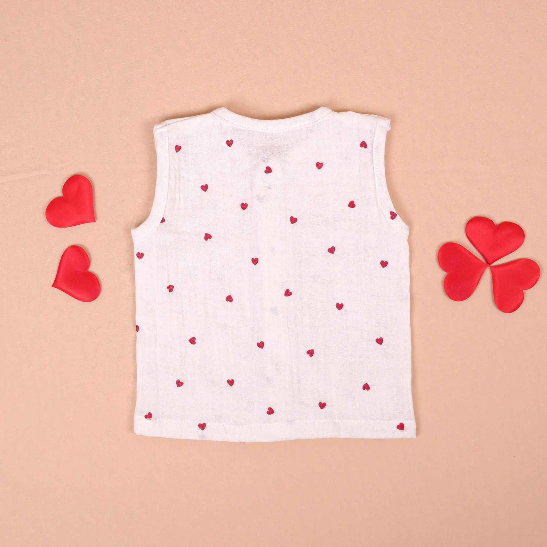 Soft Muslin Baby Jabla with Red Heart Print Boon Babies