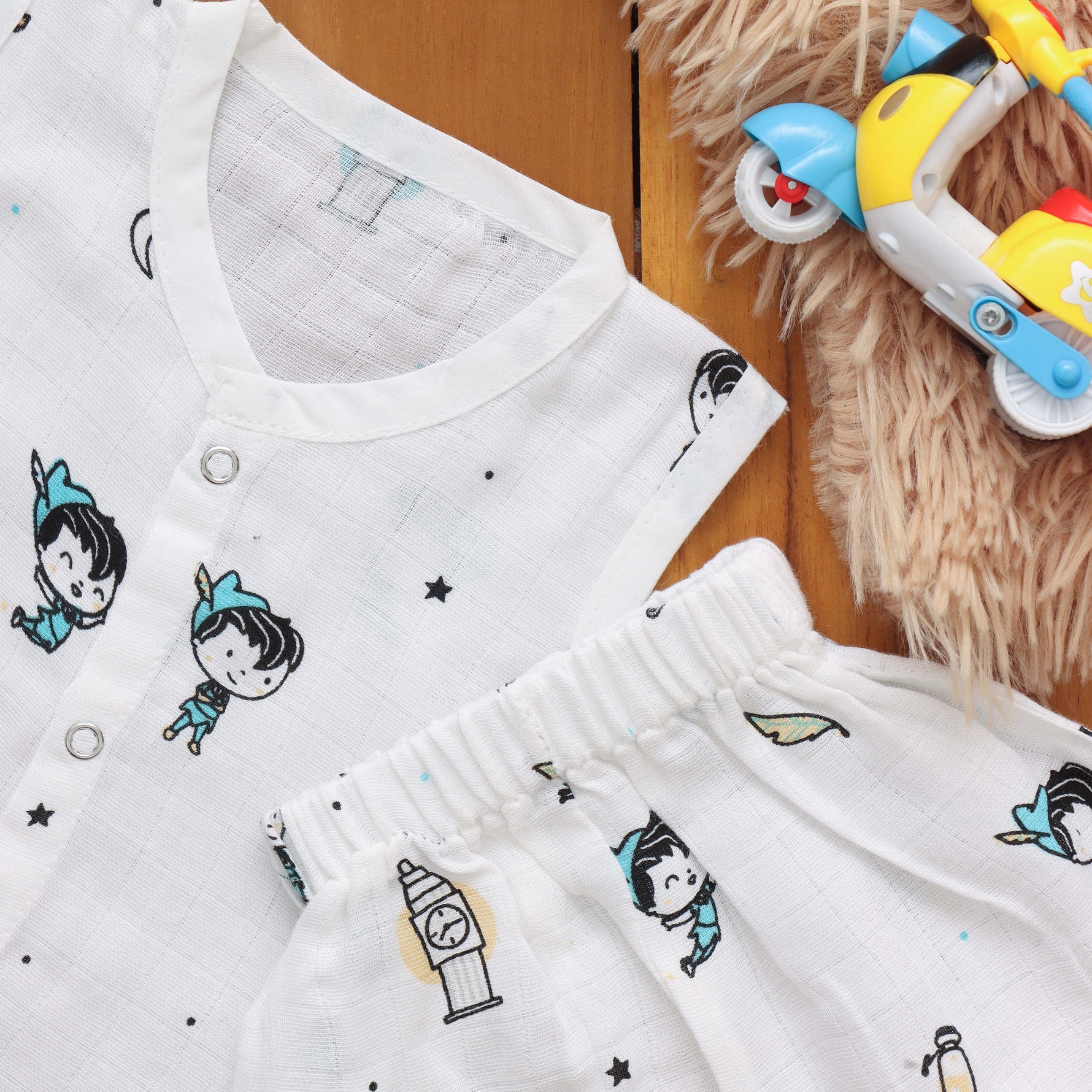 Printed Muslin Baby Jabla with Matching Shorts – Ultimate Comfort Set Boon Babies