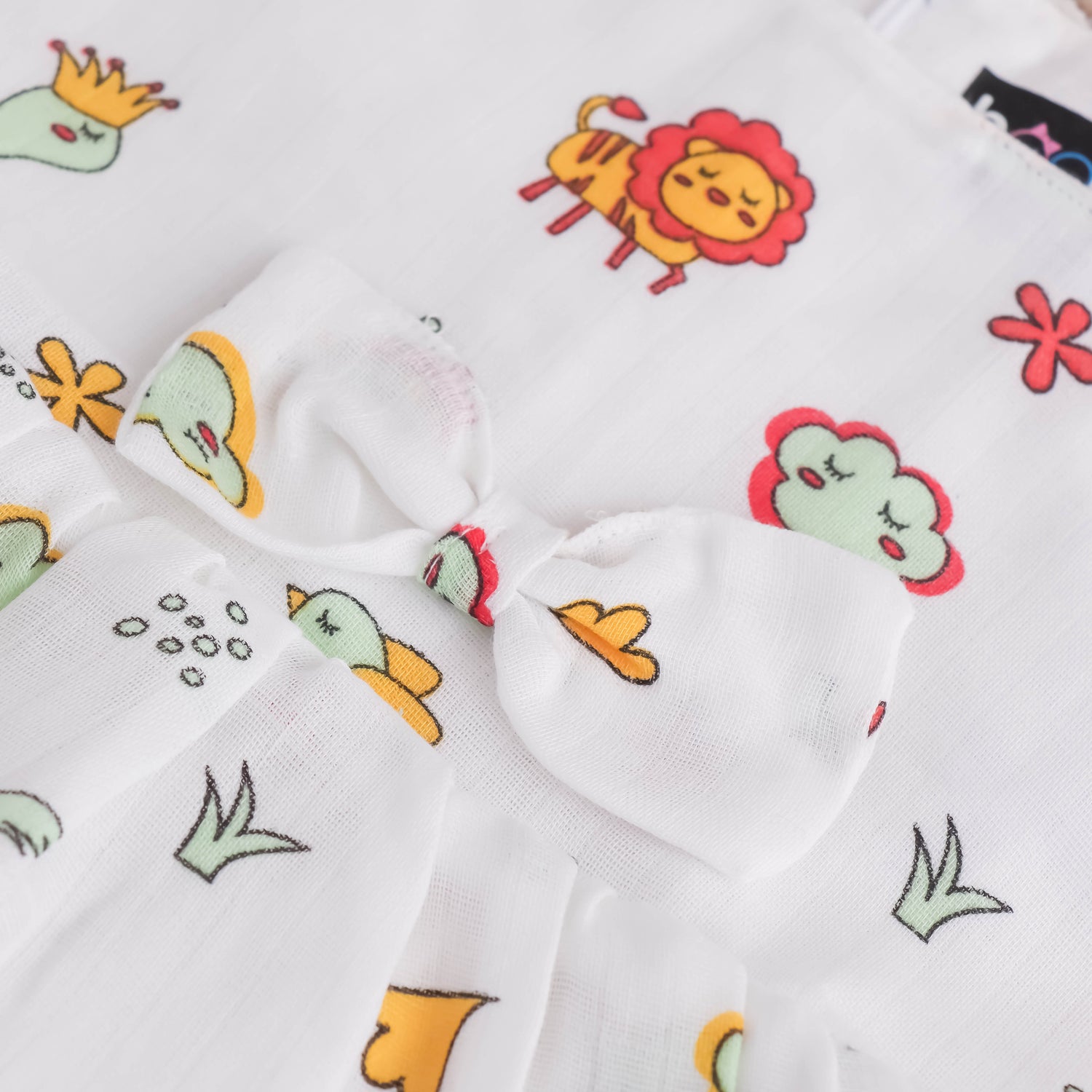 Wild Whimsy One-Side Knot Animal Print Frock for Babies Boon Babies