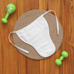 Soft muslin baby nappy with cute forest animal print. Size 0–3 months. Reusable, breathable, and tie-up style for a gentle fit.
