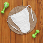 Soft muslin nappy with red & green leaf print. 0–3 months. Lightweight, reusable, and baby-friendly with tie closure.
