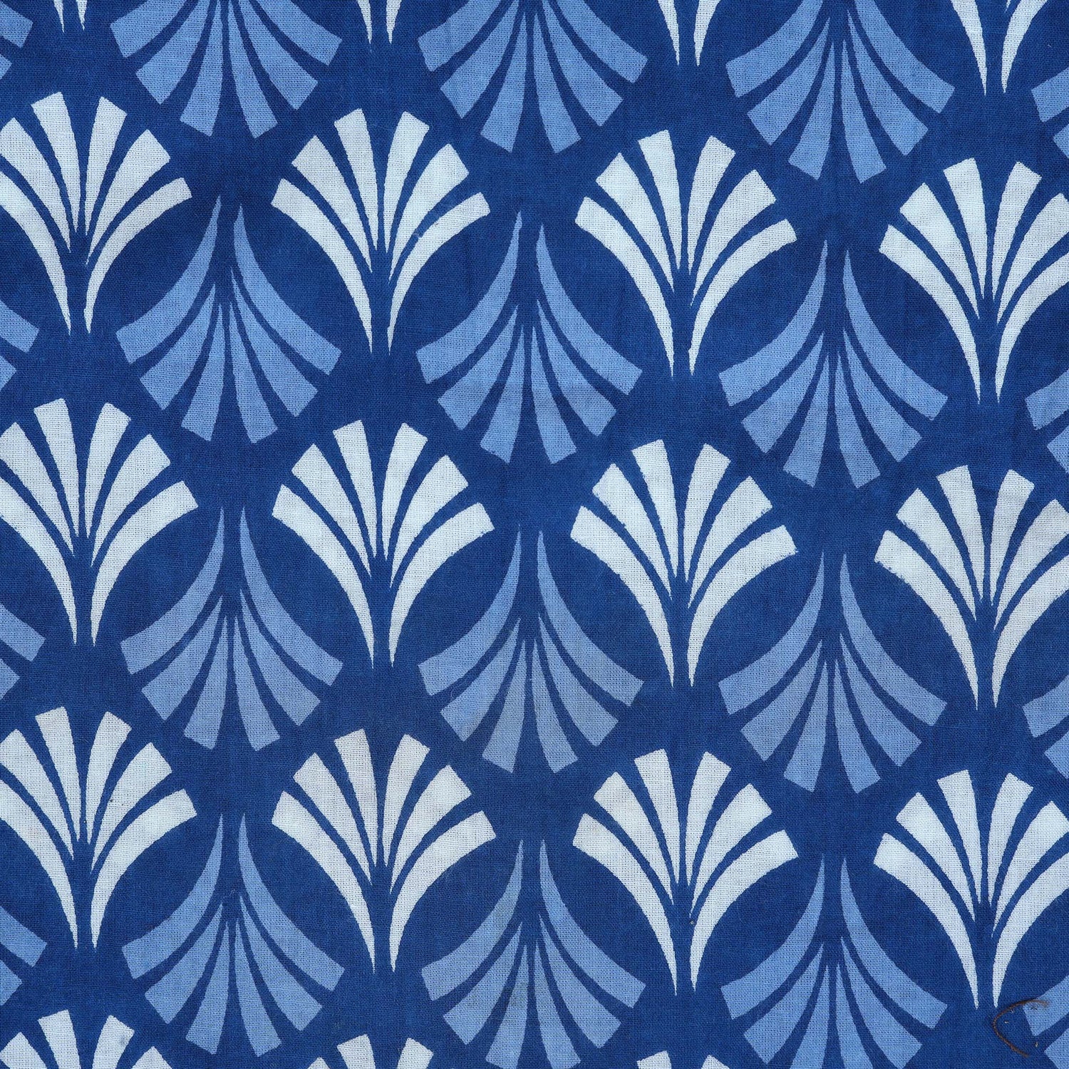 Blue Fan Print Cotton Shirt – Chinese Collar for Boys